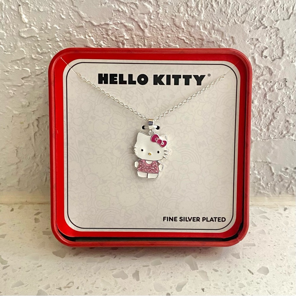 Hello Kitty Silver Pendant with Pink Accents